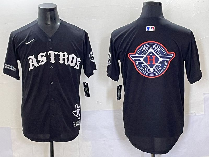 Men 2025 Houston Astros Blank Black Seven generations Joint Name Nike MLB Jersey style 34